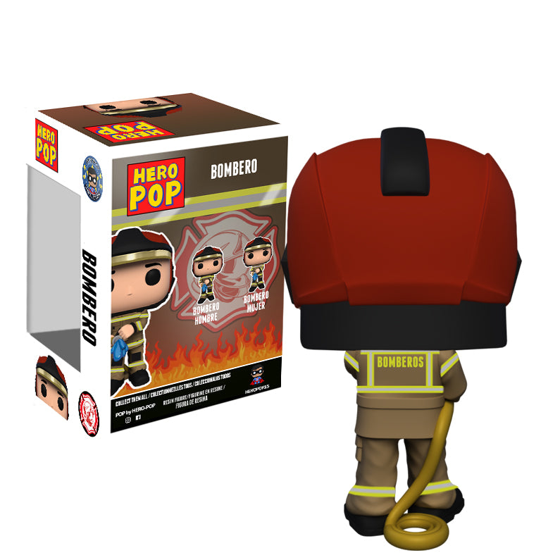 Hero Pop “Fénix” Edición Especial Bombero Marrón Hombre – casco rojo y manguera, trasera con caja