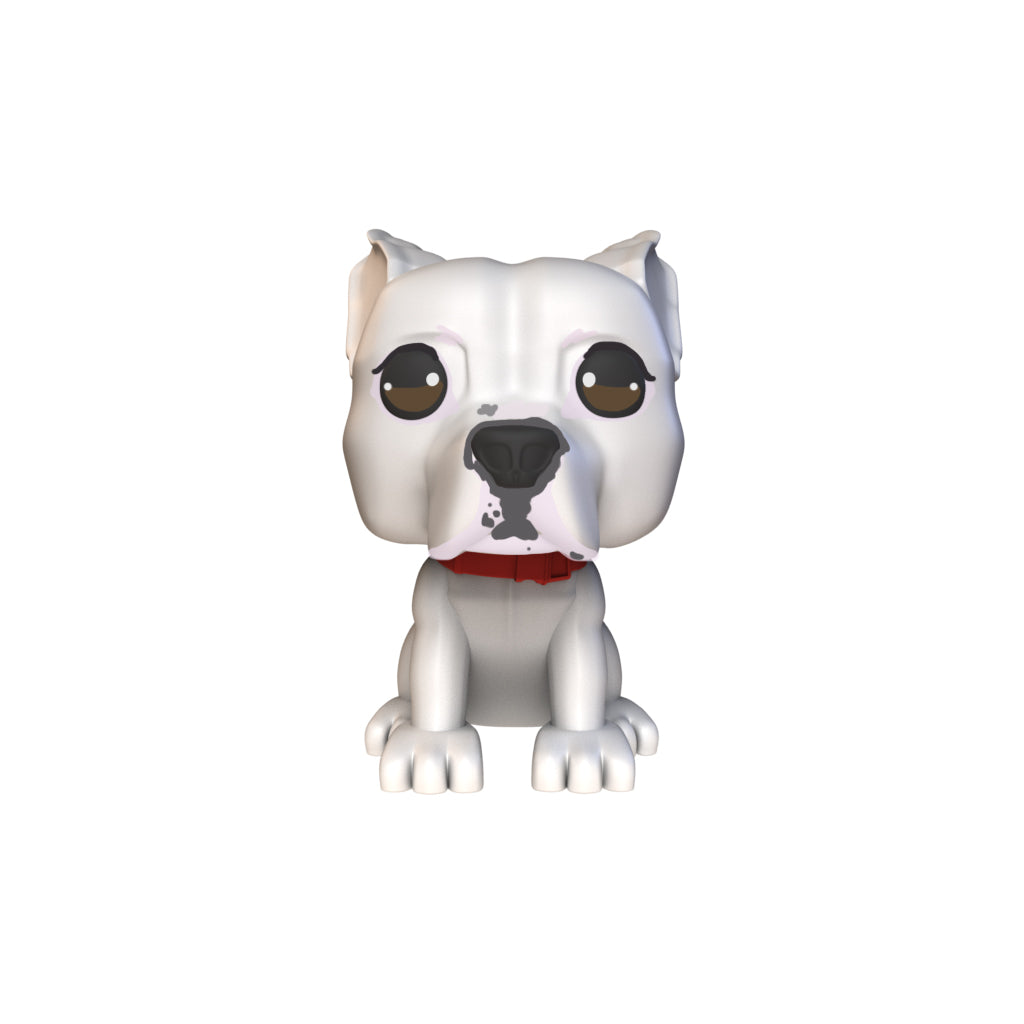 Hero Pop Mascota Personalizada – perro blanco con collar rojo, vista frontal