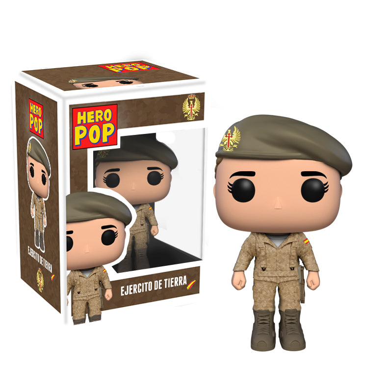 Hero Pop Ejército de Tierra Boina Árido Mujer – figura personalizada hecha a mano, boina, frontal con caja