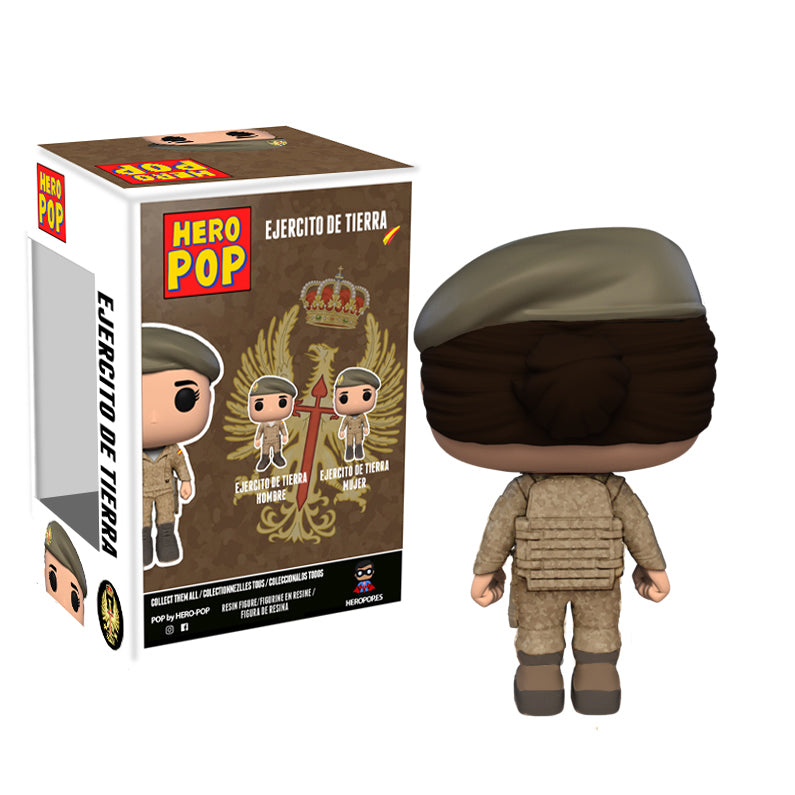 Hero Pop Ejército de Tierra Boina Árido Mujer – boina y chaleco, vista trasera con caja