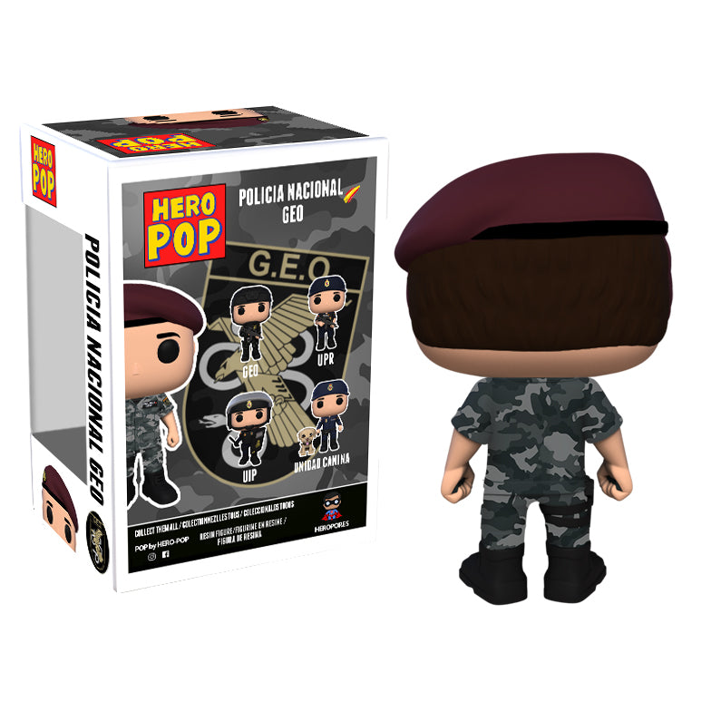 Hero Pop Policía Nacional GEO Boina Hombre – boina granate, vista trasera con caja