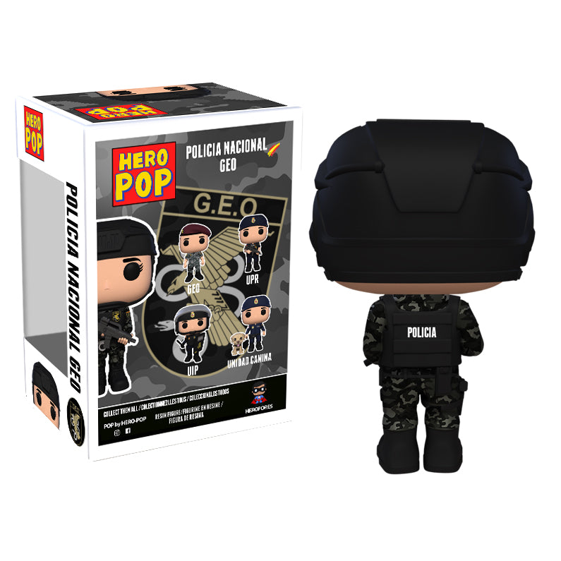 Hero Pop Policía Nacional GEO Mujer – casco, vista trasera con caja