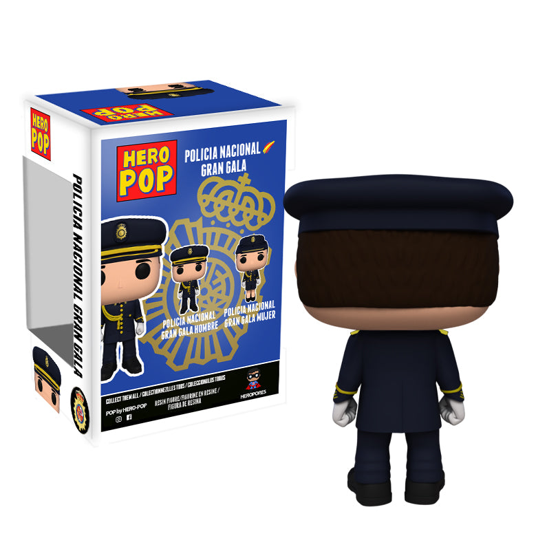 Hero Pop Policía Nacional Gran Gala Hombre – gorra y guantes, vista trasera con caja