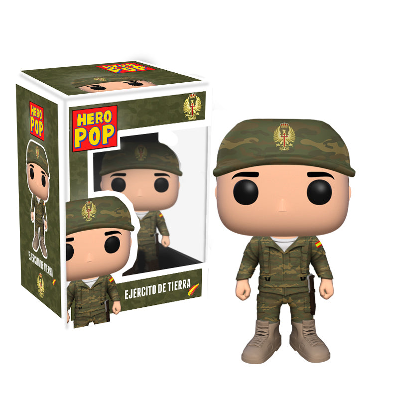 Hero Pop Ejército de Tierra Gorra Camuflaje Hombre – figura personalizada hecha a mano, gorra, frontal con caja