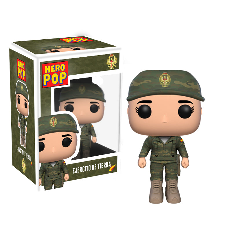 Hero Pop Ejército de Tierra Gorra Camuflaje Mujer – figura personalizada hecha a mano, gorra, frontal con caja
