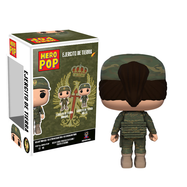 Hero Pop Ejército de Tierra Gorra Camuflaje Mujer – gorra y chaleco, vista trasera con caja