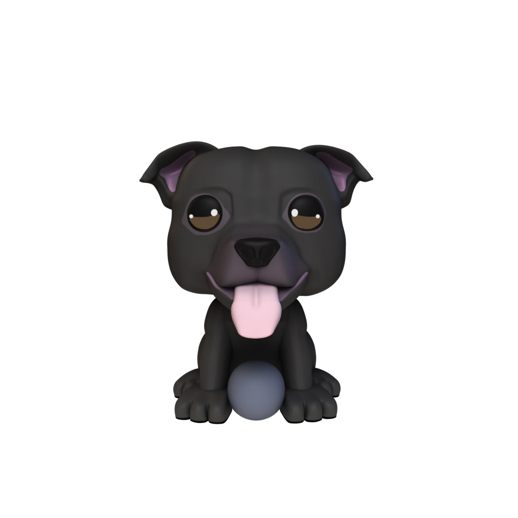 Hero Pop Mascota Personalizada – perro negro con pelota gris, vista frontal