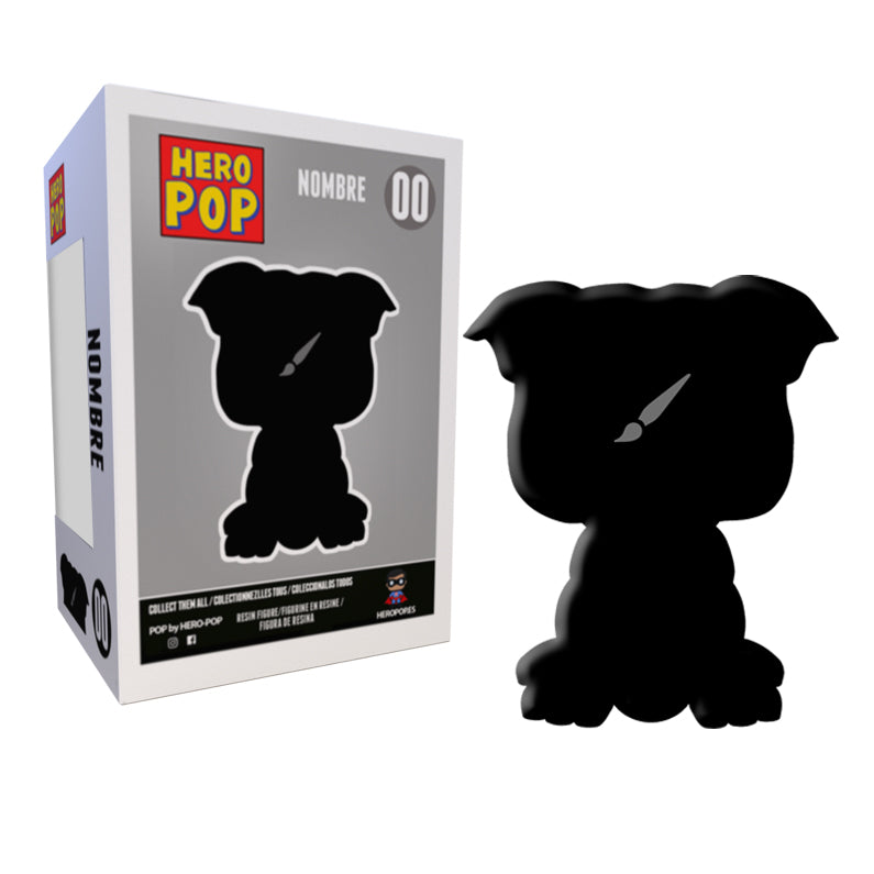 Hero Pop Mascota Personalizada – silueta de mascota, vista trasera con caja