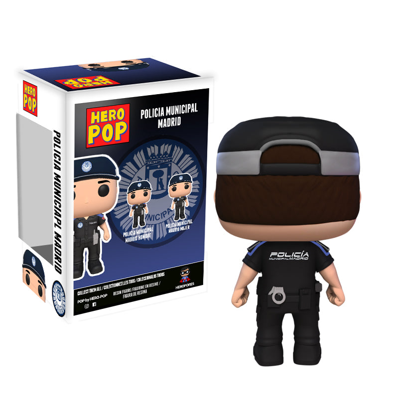 Hero Pop Policía Municipal Madrid Hombre – gorra y esposas, vista trasera con caja