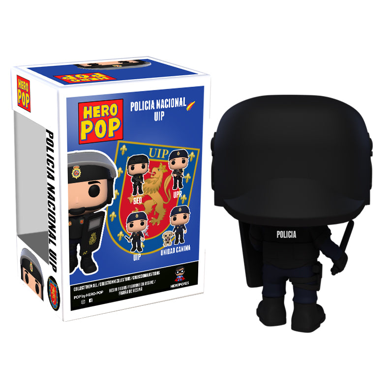 Hero Pop Policía Nacional UIP Casco Hombre – casco, escudo y defensa, vista trasera con caja