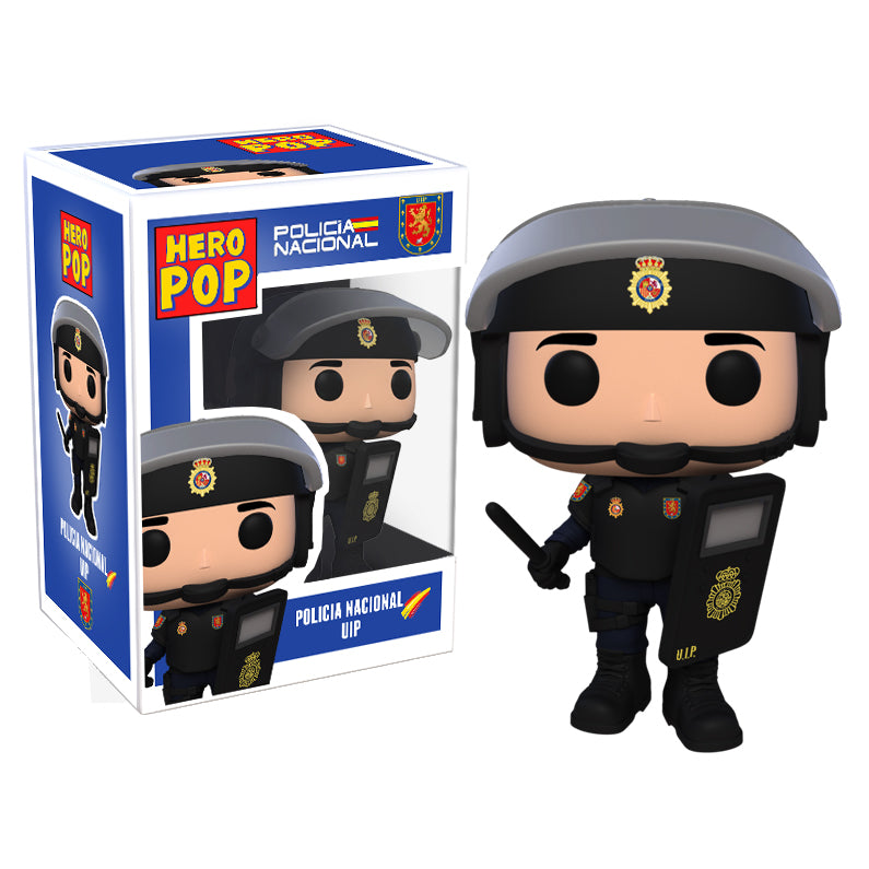 Hero Pop Policía Nacional UIP Casco Hombre – figura personalizada hecha a mano, casco, escudo y defensa con caja