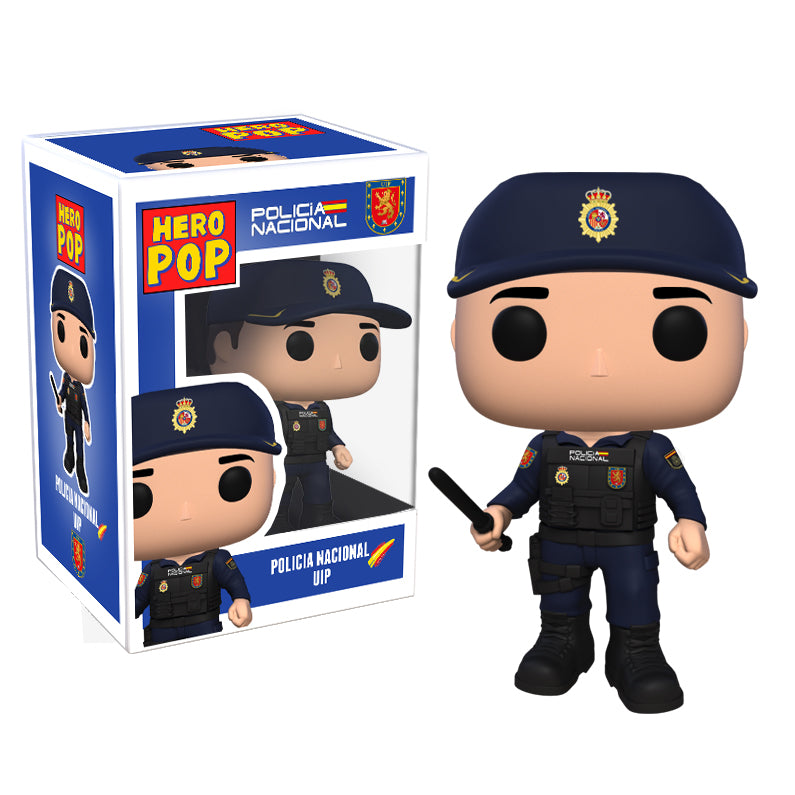 Hero Pop Policía Nacional UIP Hombre – figura personalizada hecha a mano, gorra y defensa, frontal con caja