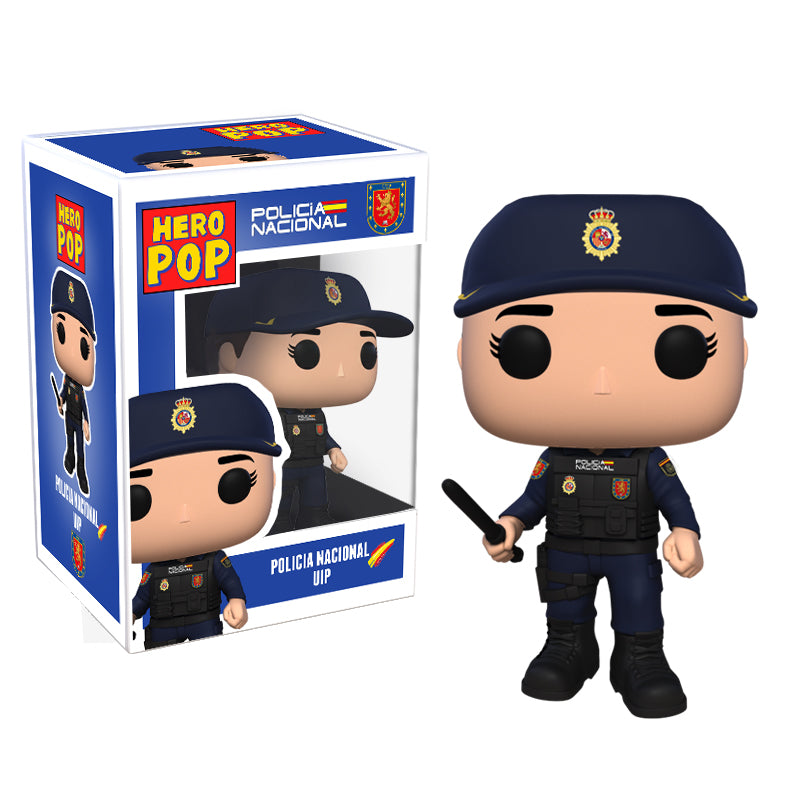 Hero Pop Policía Nacional UIP Mujer – figura personalizada hecha a mano, gorra y defensa, frontal con caja