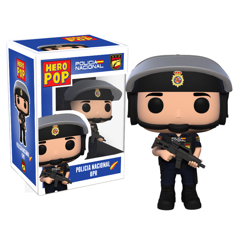 Hero Pop Policía Nacional UPR Casco Hombre – figura personalizada hecha a mano, casco y arma con caja