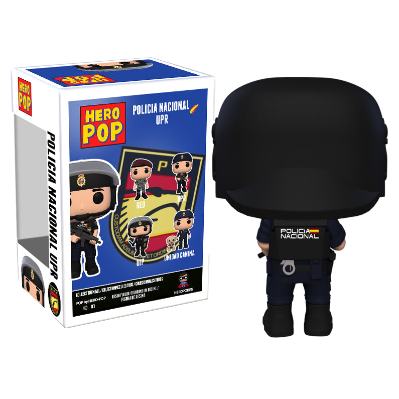 Hero Pop Policía Nacional UPR Casco Hombre – casco y esposas, vista trasera con caja