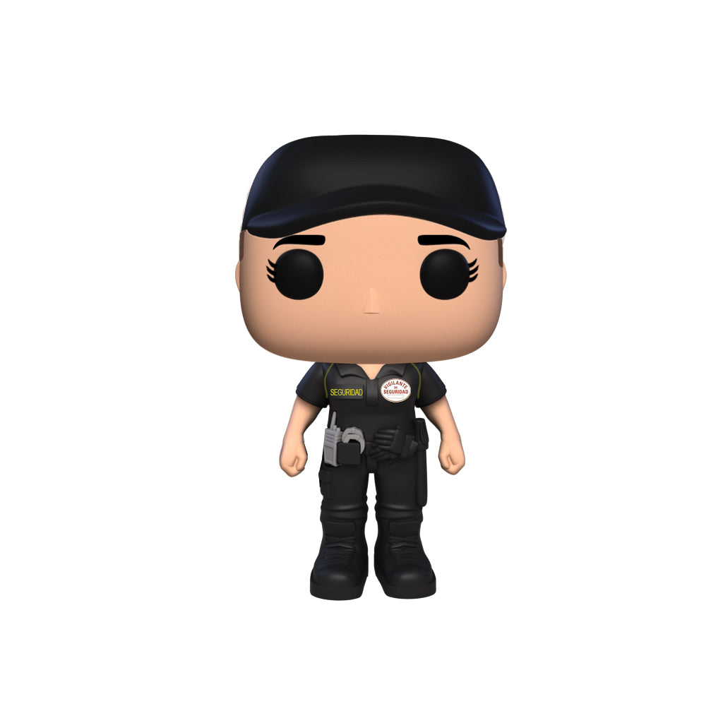 Hero Pop Vigilante de Seguridad Negro Mujer – gorra, emisora y esposas, vista frontal