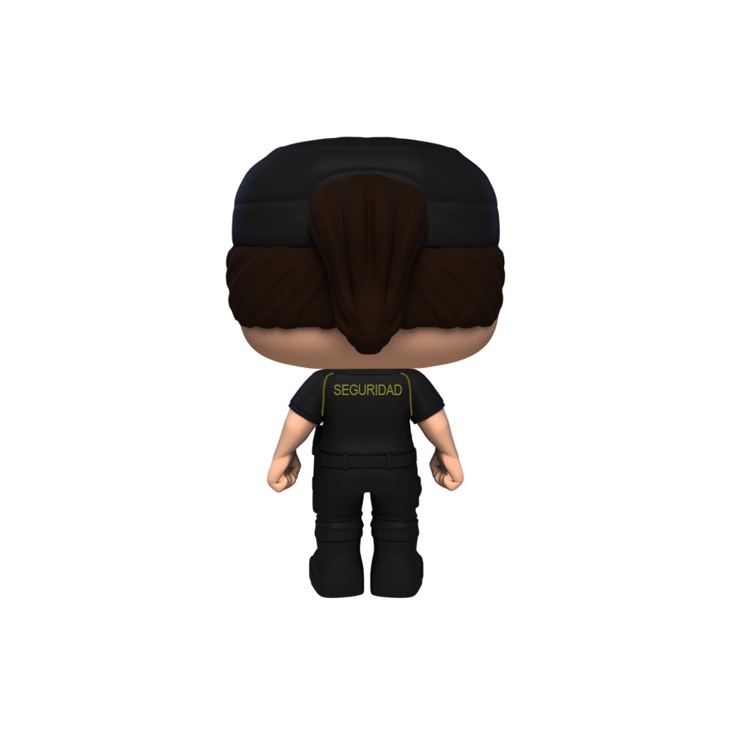 Hero Pop Vigilante de Seguridad Negro Mujer – gorra y cinturón, vista trasera