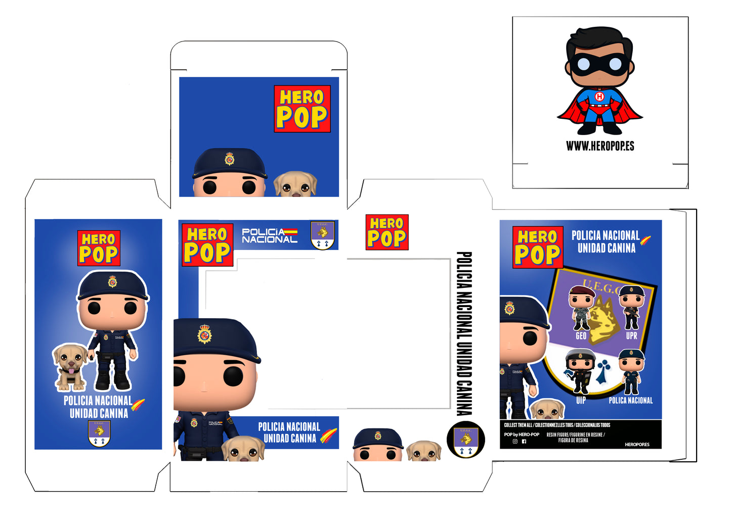 Hero Pop Policía Nacional Unidad Canina Hombre con Labrador
